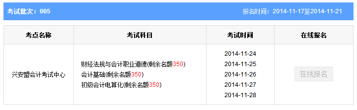 第5批内蒙古兴安盟会计从业资格考试报名